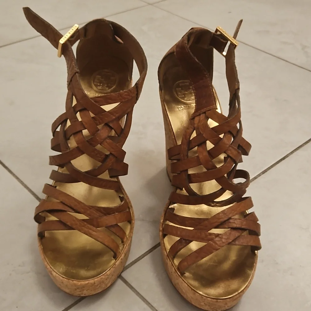 Tory Burch Tan Wedge Sandals